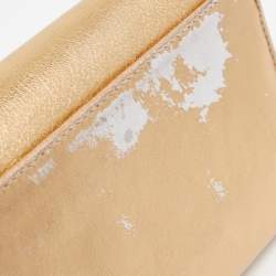 Pre Owned Jimmy Choo Gold Leather Sonia Crossbody Bag