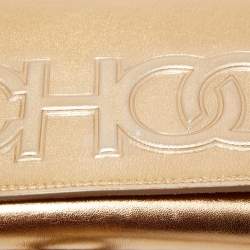 Pre Owned Jimmy Choo Gold Leather Sonia Crossbody Bag