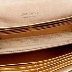 Pre Owned Jimmy Choo Gold Leather Sonia Crossbody Bag