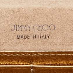 Pre Owned Jimmy Choo Gold Leather Sonia Crossbody Bag