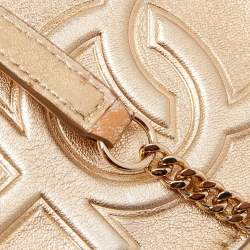 Pre Owned Jimmy Choo Gold Leather Sonia Crossbody Bag