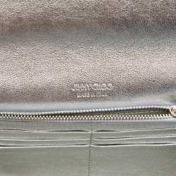 Pre Owned Jimmy Choo Silver Glitter and Leather Milla Chain Clutch