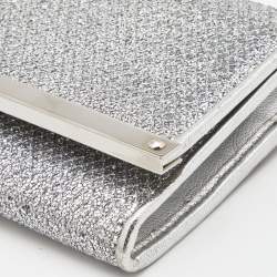 Pre Owned Jimmy Choo Silver Glitter and Leather Milla Chain Clutch