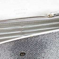 Pre Owned Jimmy Choo Silver Glitter and Leather Milla Chain Clutch