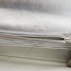 Pre Owned Jimmy Choo Silver Glitter and Leather Milla Chain Clutch