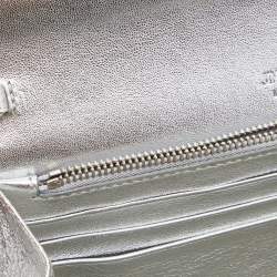 Pre Owned Jimmy Choo Silver Glitter and Leather Milla Chain Clutch