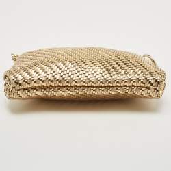 Pre Owned Jimmy Choo Gold Woven Patent and Leather Callie Tassel Clutch