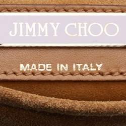 Pre Owned Jimmy Choo Brown Suede and Watersnake Leather Fringe Tita Convertible Clutch 