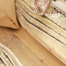 مملوكة مسبقًا Jimmy Choo Gold Glitter and Leather Reese Continental Clutch