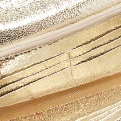 مملوكة مسبقًا Jimmy Choo Gold Glitter and Leather Reese Continental Clutch