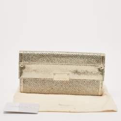 مملوكة مسبقًا Jimmy Choo Gold Glitter and Leather Reese Continental Clutch