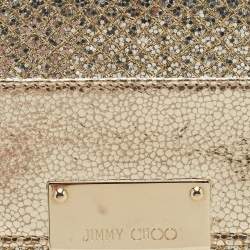 مملوكة مسبقًا Jimmy Choo Gold Glitter and Leather Reese Continental Clutch