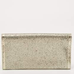 مملوكة مسبقًا Jimmy Choo Gold Glitter and Leather Reese Continental Clutch