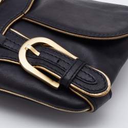 Pre Owned Jimmy Choo Black/Gold Leather Troy Chain Clutch