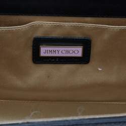 Pre Owned Jimmy Choo Black Croc Embossed Leather and Acrylic Candy Chain Clutch