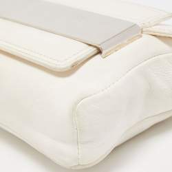 Pre Owned Jimmy Choo White Leather Carolina Crossbody Bag