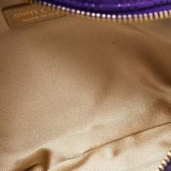 Pre Owned Jimmy Choo Purple Shimmer Perforated Suede Chandra Chain Clutch