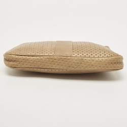 Pre Owned Jimmy Choo Beige Perforated Leather Zulu Clutch