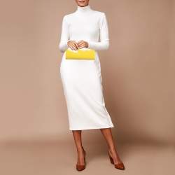 Jimmy Choo Yellow Patent Leather and Suede Metal Frame Clutch