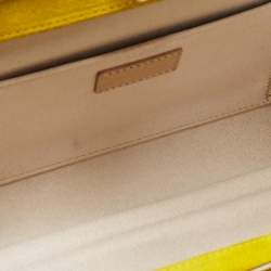 Jimmy Choo Yellow Patent Leather and Suede Metal Frame Clutch