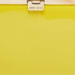 Jimmy Choo Yellow Patent Leather and Suede Metal Frame Clutch