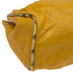 Pre Owned حقيبة جيمي شو ريكي جلد أصفر وحواف جلد ثعبان