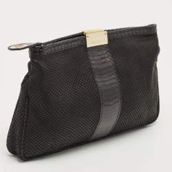 Pre Owned Jimmy Choo Python Embossed Suede Zulu Clutch