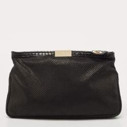 Pre Owned Jimmy Choo Python Embossed Suede Zulu Clutch