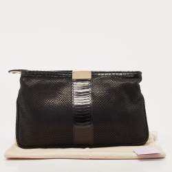 Pre Owned Jimmy Choo Python Embossed Suede Zulu Clutch