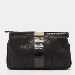 Jimmy Choo Python Embossed Suede Zulu Clutch