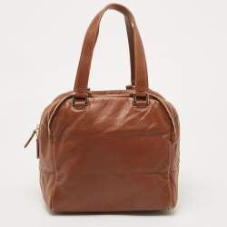 Pre Owned Jimmy Choo Brown Leather Justine Satchel