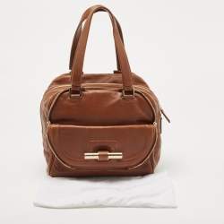 Pre Owned Jimmy Choo Brown Leather Justine Satchel