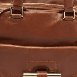 Pre Owned Jimmy Choo Brown Leather Justine Satchel