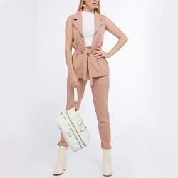 Pre Owned Jimmy Choo White Leather and Suede Large Mave Foldover Clutch