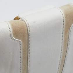 Pre Owned Jimmy Choo White Leather and Suede Large Mave Foldover Clutch