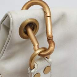 Pre Owned Jimmy Choo White Leather and Suede Large Mave Foldover Clutch