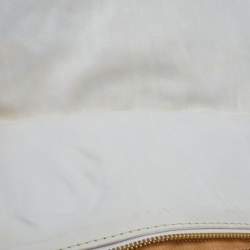 Pre Owned Jimmy Choo White Leather and Suede Large Mave Foldover Clutch