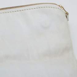 Pre Owned Jimmy Choo White Leather and Suede Large Mave Foldover Clutch