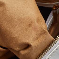 Pre Owned Jimmy Choo White Leather and Suede Large Mave Foldover Clutch