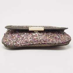 Pre Owned Jimmy Choo Multicolor Glitter and Leather Wristlet Pouch