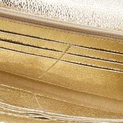 Pre Owned Jimmy Choo Gold Glitter and Leather Reese Continental Clutch