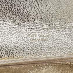 Pre Owned Jimmy Choo Gold Glitter and Leather Reese Continental Clutch