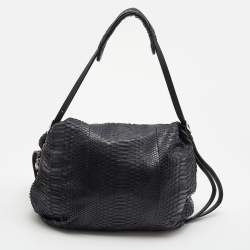 Pre Owned Jimmy Choo Black Python Boho Biker Chain Hobo