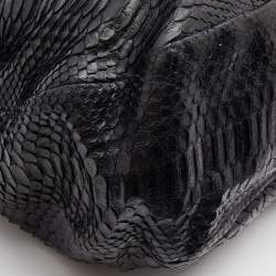 Pre Owned Jimmy Choo Black Python Boho Biker Chain Hobo