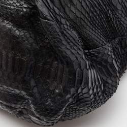 Pre Owned Jimmy Choo Black Python Boho Biker Chain Hobo