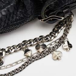 Pre Owned Jimmy Choo Black Python Boho Biker Chain Hobo
