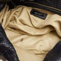 Pre Owned Jimmy Choo Black Python Boho Biker Chain Hobo
