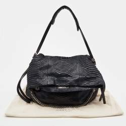 Pre Owned Jimmy Choo Black Python Boho Biker Chain Hobo