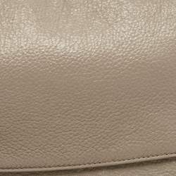 Pre Owned Jimmy Choo Grey Shimmer Leather Flap Shoulder Bag