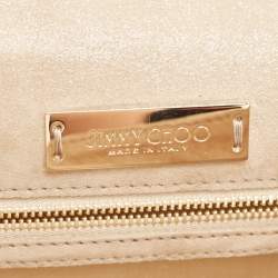 Pre Owned Jimmy Choo Gold Shimmer Suede Alara Wristlet Clutch